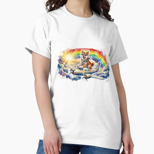 Rainbow Sky Adventure Shiba Inu - Adult & Kids T-Shirts, Sweatshirts & Hoodies apparel design preview 1
