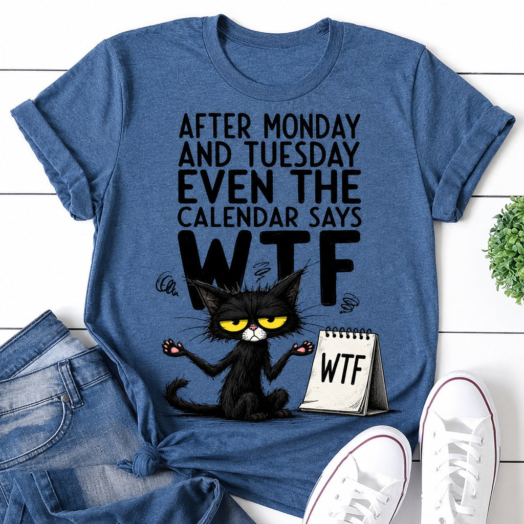 Even The Calendar Says WTF Cat Print Women Slogan - Adult & Kids T-Shirts, Sweatshirts & Hoodies apparel design preview 1