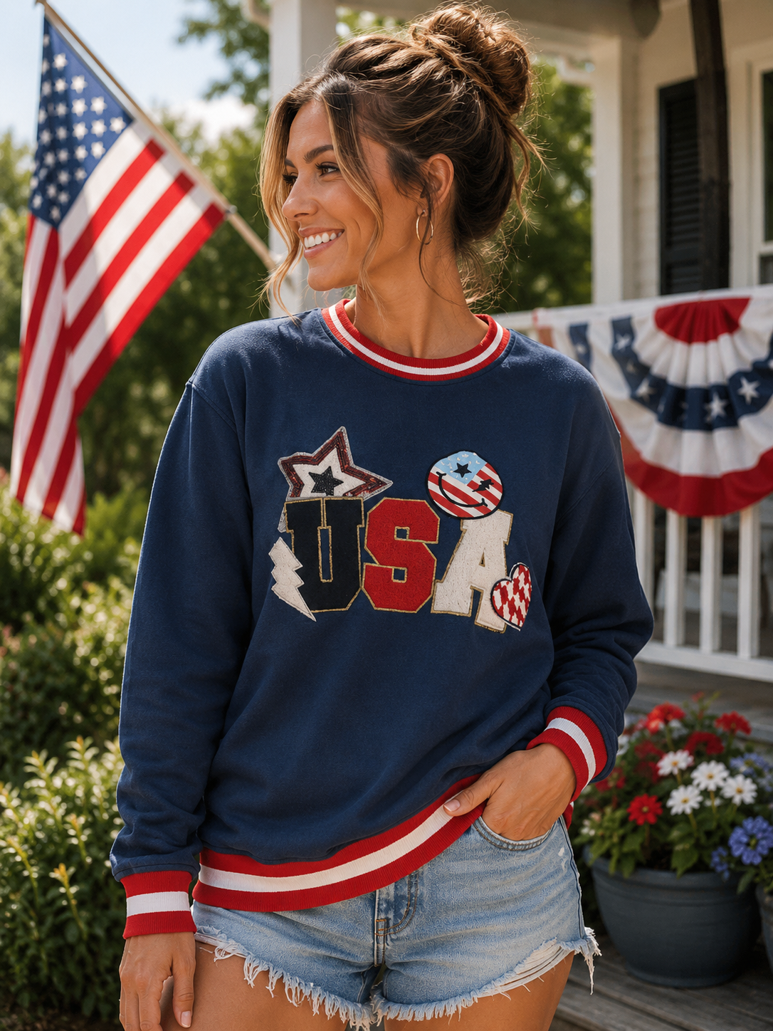 Simply Southern USA Navy Varsity Crew - Adult & Kids T-Shirts, Sweatshirts & Hoodies apparel design preview 1