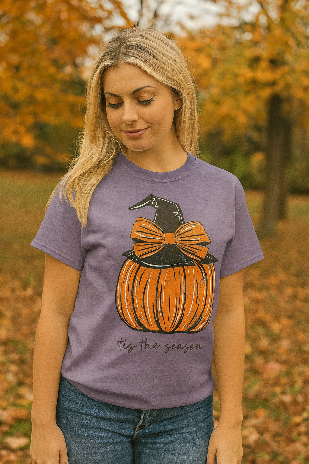 Southern Chics Pumpkin Bow Fall Comfort Colors - Adult & Kids T-Shirts, Sweatshirts & Hoodies apparel design preview 1