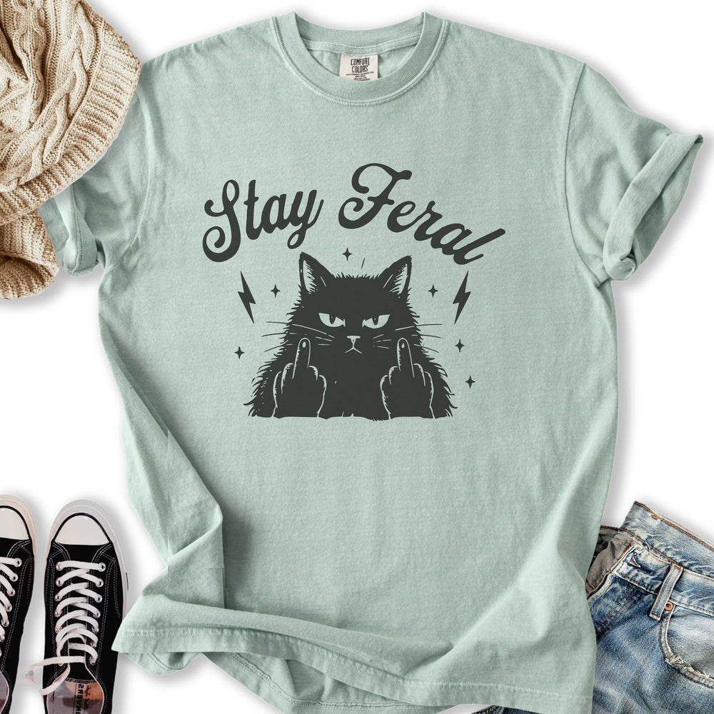 Stay Feral Black Cat - Adult & Kids T-Shirts, Sweatshirts & Hoodies apparel design preview 2