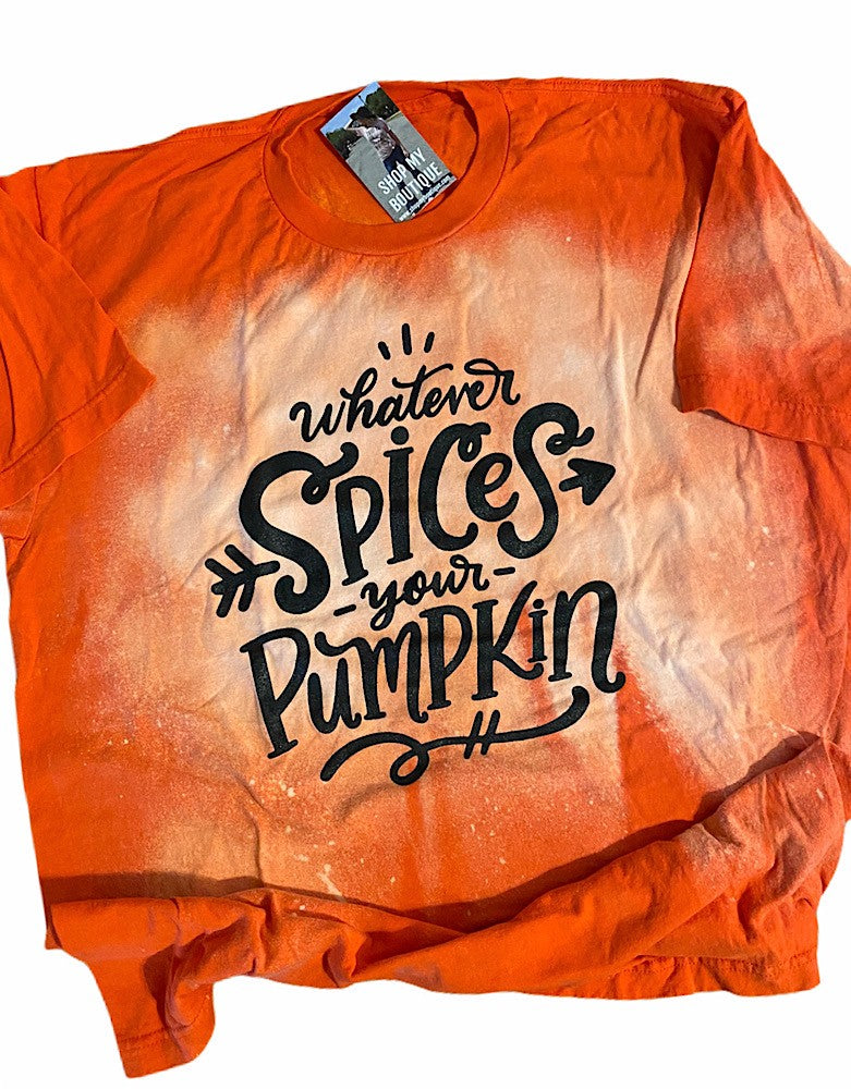 Whatever Spices Your Pumpkin Fall Bleached Dye Canvas - Adult & Kids T-Shirts, Sweatshirts & Hoodies apparel design preview 1