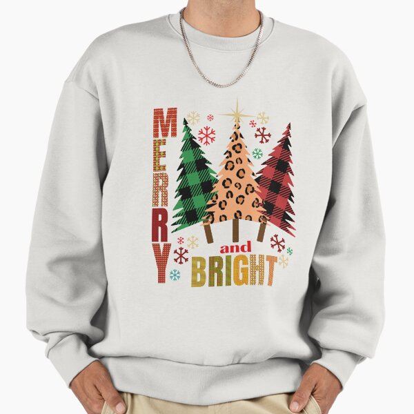 Merry and Bright Christmas Trees in Buffalo Plaid - Adult & Kids T-Shirts, Sweatshirts & Hoodies apparel design preview 1