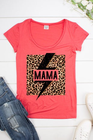 Leopard Mama Lightning Bolt Scoop Neck Short Sleeve - Adult & Kids T-Shirts, Sweatshirts & Hoodies apparel design preview 1