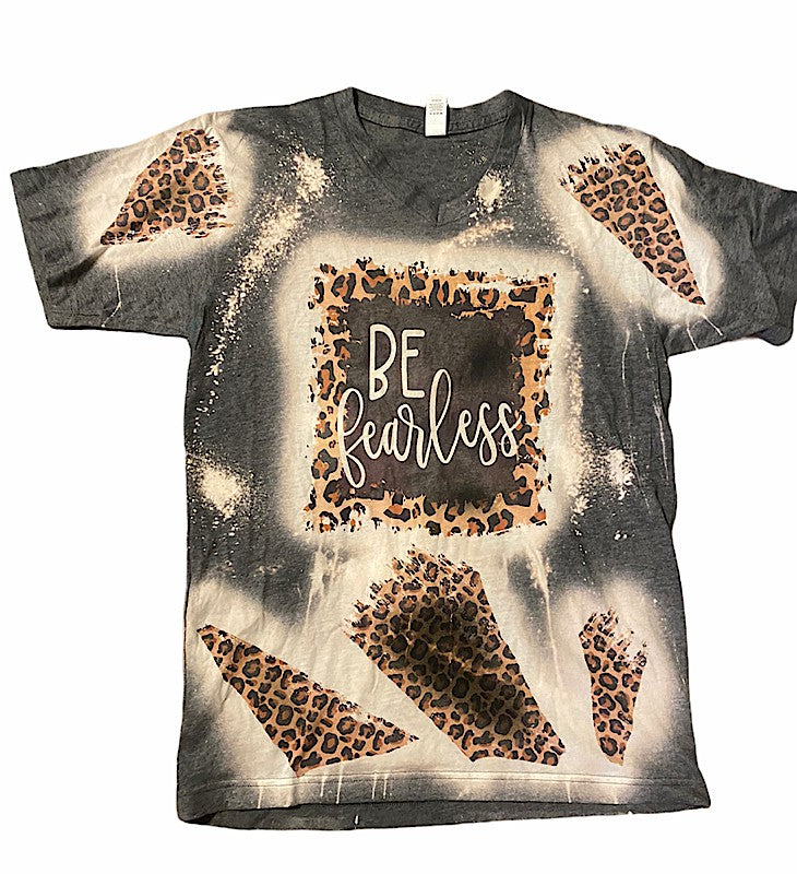 Be Fearless Leopard Bleached Dye Canvas Girlie - Adult & Kids T-Shirts, Sweatshirts & Hoodies apparel design preview 1