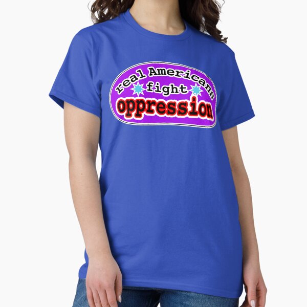 Real Americans fight oppression, purple background - Adult & Kids T-Shirts, Sweatshirts & Hoodies apparel design preview 1