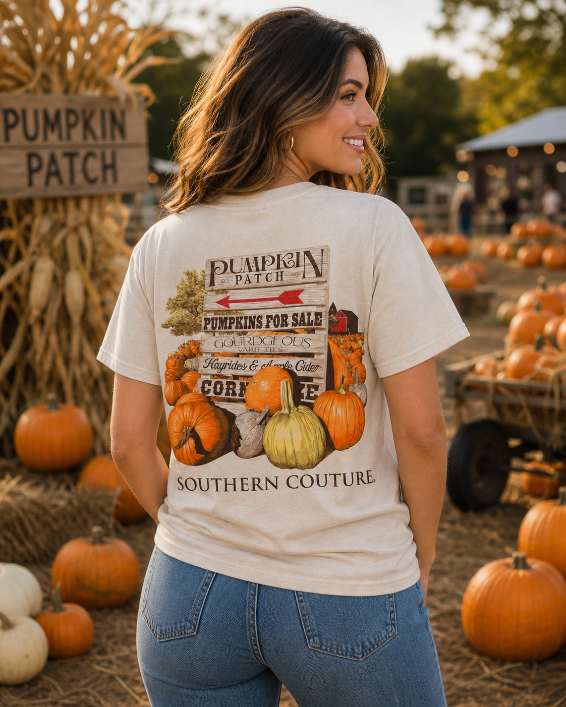 Southern Couture Classic Pumpkin Patch Fall - Adult & Kids T-Shirts, Sweatshirts & Hoodies apparel design preview 1