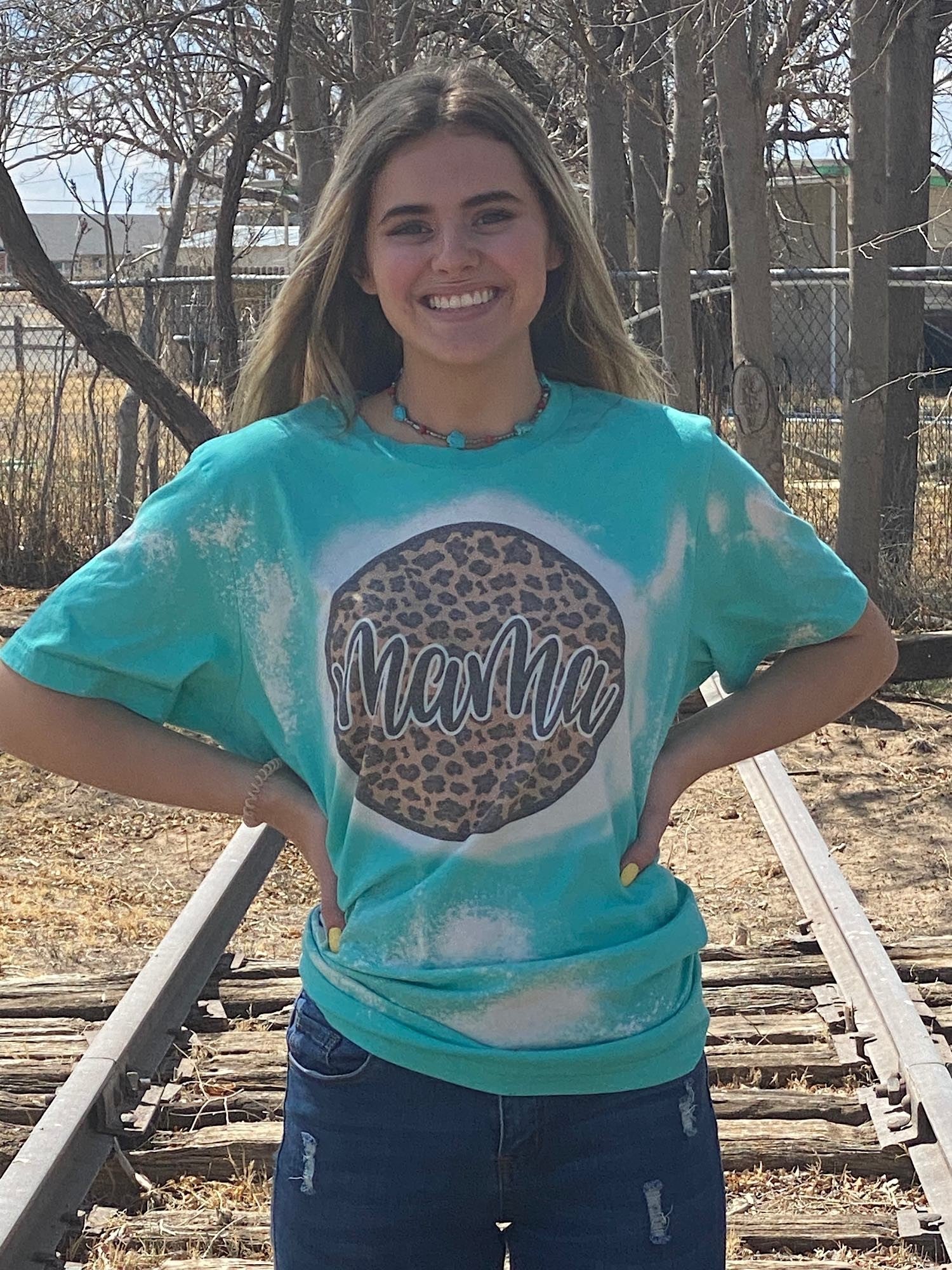 Leopard Mama Bleached Dye Canvas Girlie - Adult & Kids T-Shirts, Sweatshirts & Hoodies apparel design preview 1