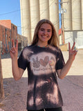 Peace Love Teach Teacher Bleached Dye Canvas Girlie - Adult & Kids T-Shirts, Sweatshirts & Hoodies apparel design preview 1