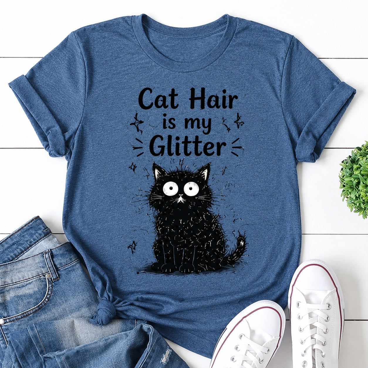 Cat Hair Is My Glitter Print Women Slogan - Adult & Kids T-Shirts, Sweatshirts & Hoodies apparel design preview 1