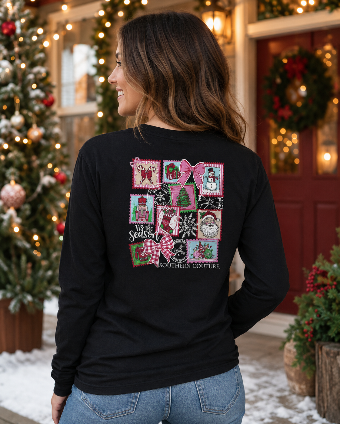 Southern Couture Classic Christmas Stamps Holiday - Adult & Kids T-Shirts, Sweatshirts & Hoodies apparel design preview 1