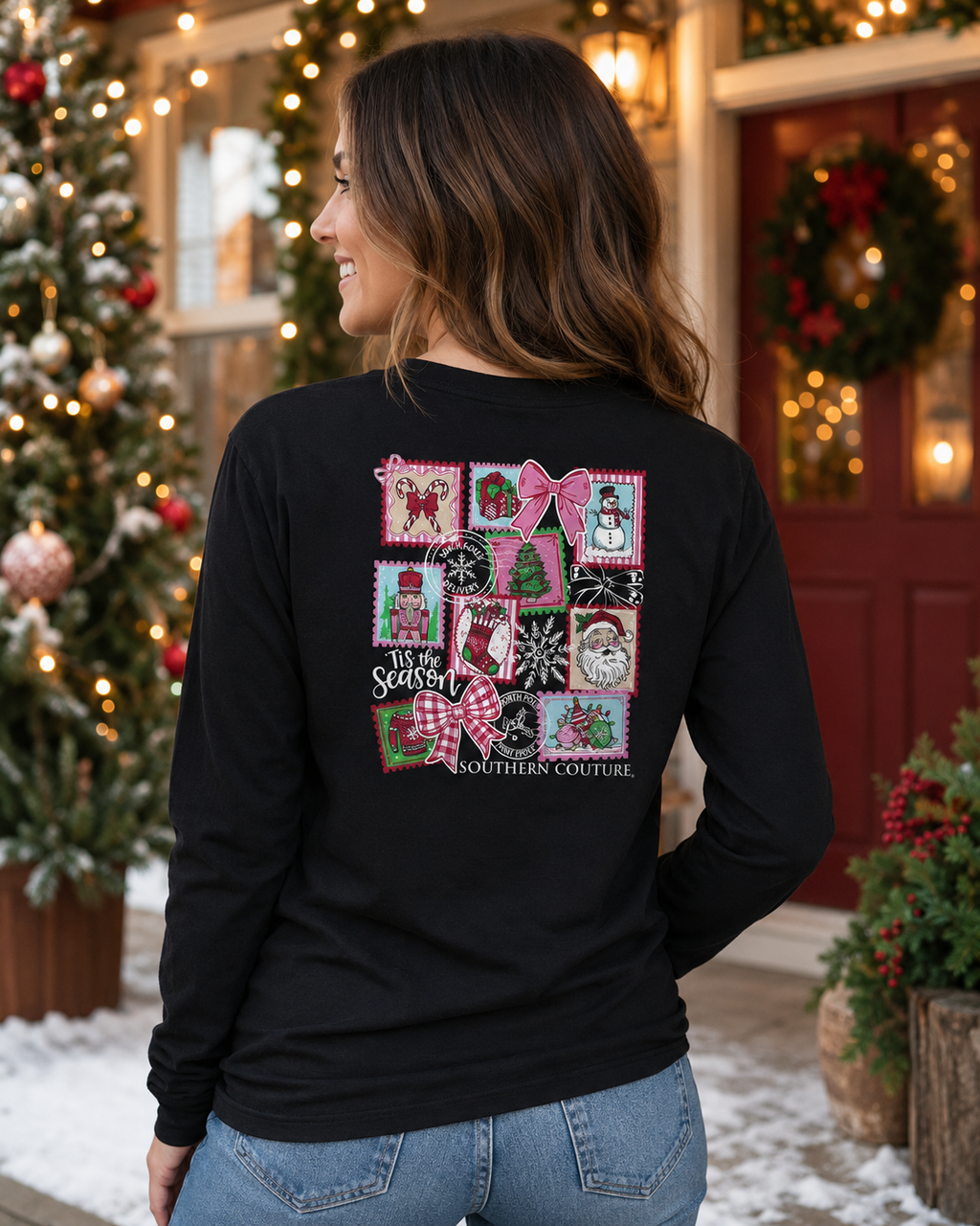 Southern Couture Classic Christmas Stamps Holiday - Adult & Kids T-Shirts, Sweatshirts & Hoodies apparel design preview 1