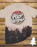 Merry Christmas Leopard Bleached Dye Canvas Girlie - Adult & Kids T-Shirts, Sweatshirts & Hoodies apparel design preview 1