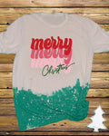Merry Christmas Retro Bleached Dye Canvas Girlie - Adult & Kids T-Shirts, Sweatshirts & Hoodies apparel design preview 1