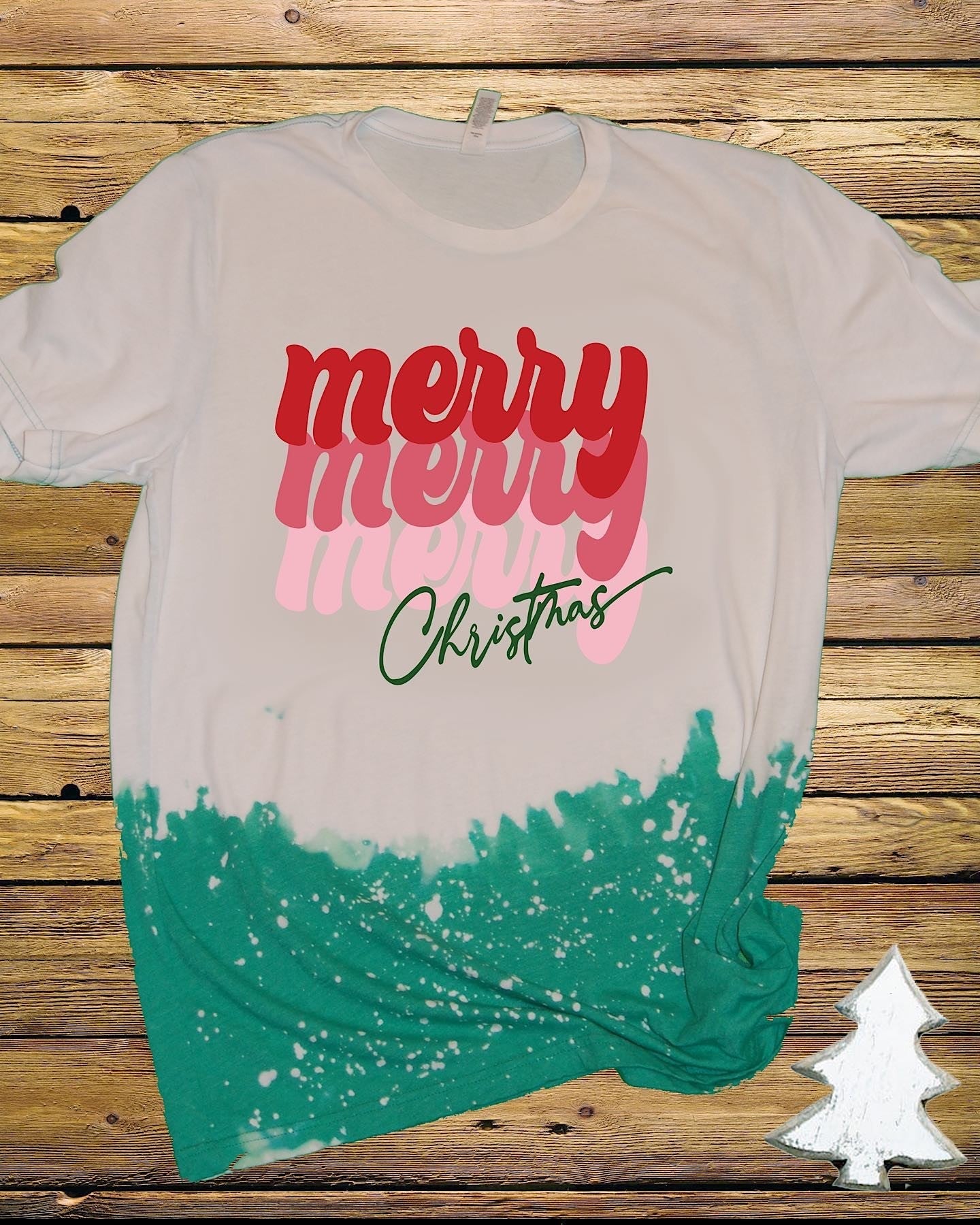 Merry Christmas Retro Bleached Dye Canvas Girlie - Adult & Kids T-Shirts, Sweatshirts & Hoodies apparel design preview 1