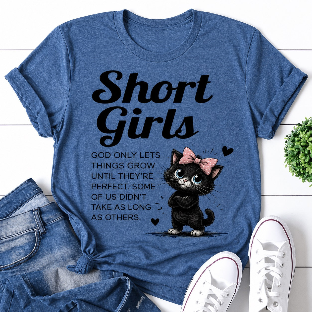 Short Girls Cat Print Women Slogan - Adult & Kids T-Shirts, Sweatshirts & Hoodies apparel design preview 1