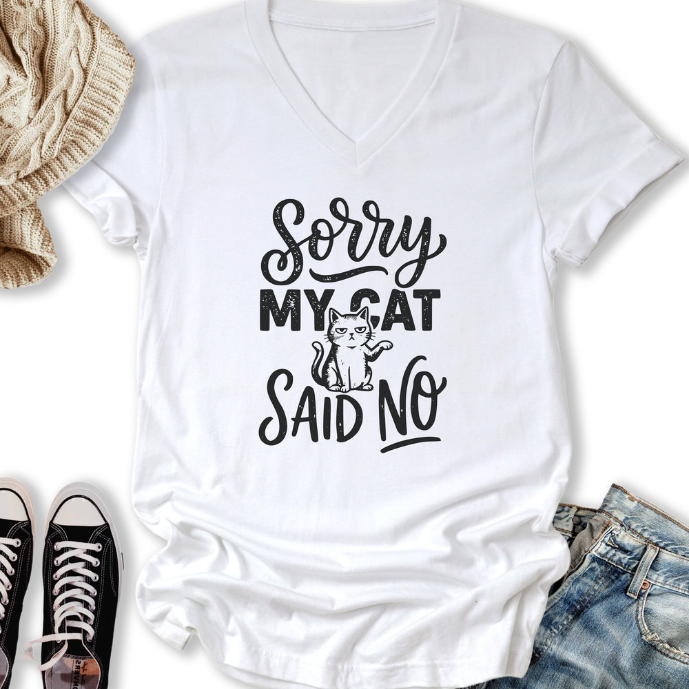 Cat Said No V-Neck - Adult & Kids T-Shirts, Sweatshirts & Hoodies apparel design preview 2