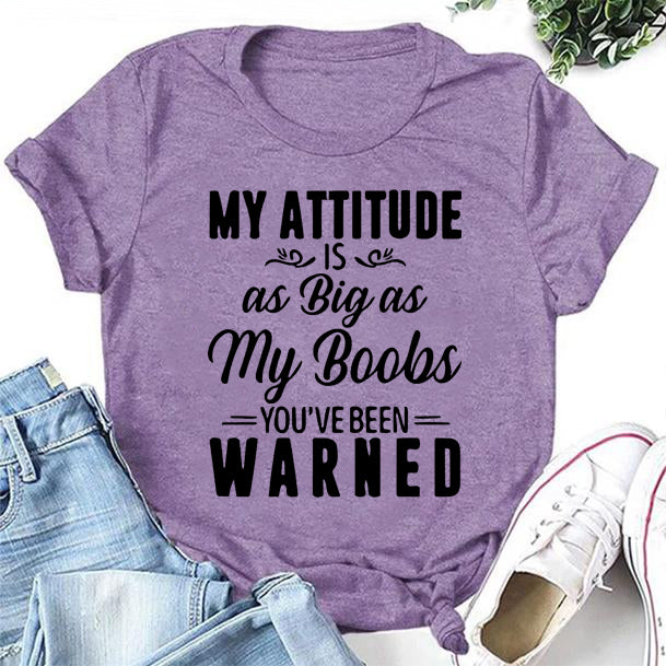 My Attitude As Big Boobs Print Women Slogan - Adult & Kids T-Shirts, Sweatshirts & Hoodies apparel design preview 2