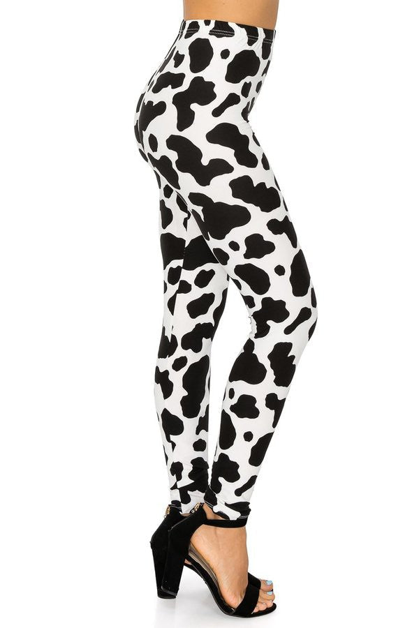 Black White Cow Print Soft Lounge Leggings Pants - Adult & Kids T-Shirts, Sweatshirts & Hoodies apparel design preview 1