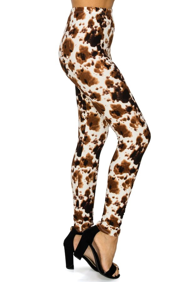 Brown Cow Print Soft Lounge Yoga Leggings Pants - Adult & Kids T-Shirts, Sweatshirts & Hoodies apparel design preview 1