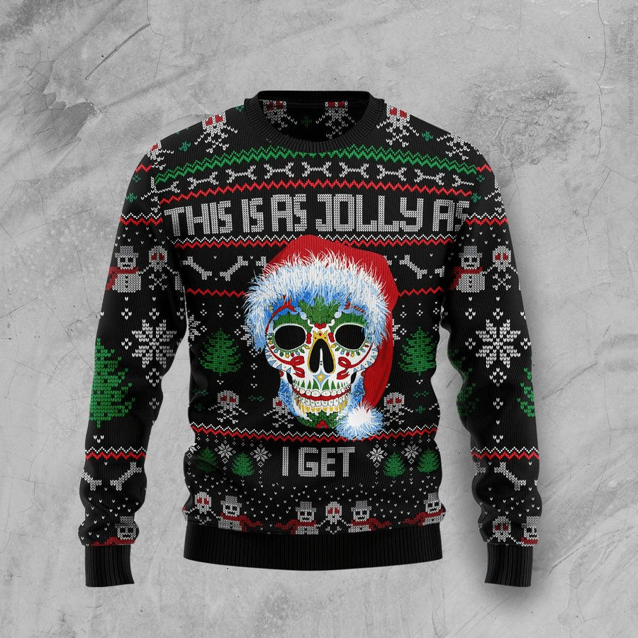 Skull this is as jolly as i get Christmas sweater product image