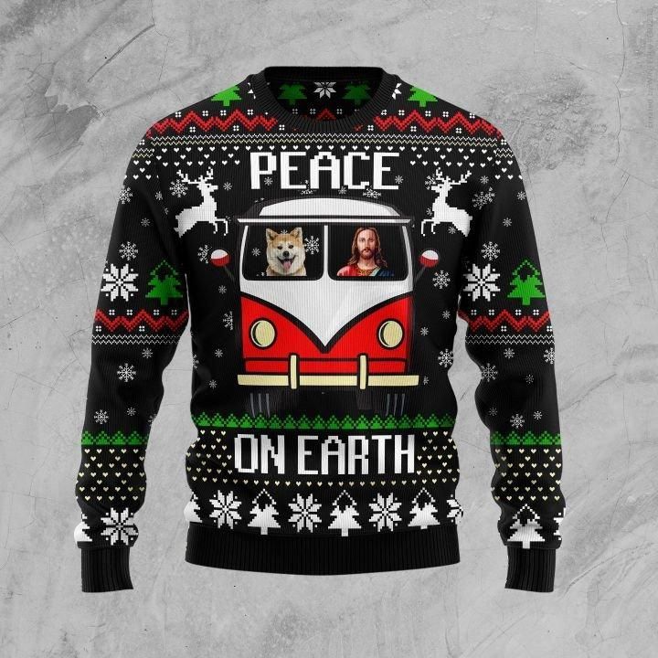 Shiba peace on earth Christmas sweater product image 2
