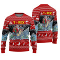 Santa claus riding t rex ugly Christmas sweater product image