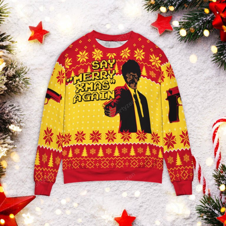 Pulp fiction say merry Xmas again Christmas sweater product image