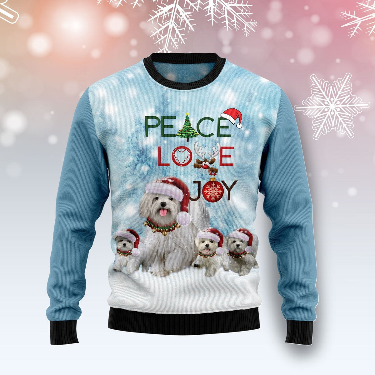Maltese peace love Joy Christmas sweater product image