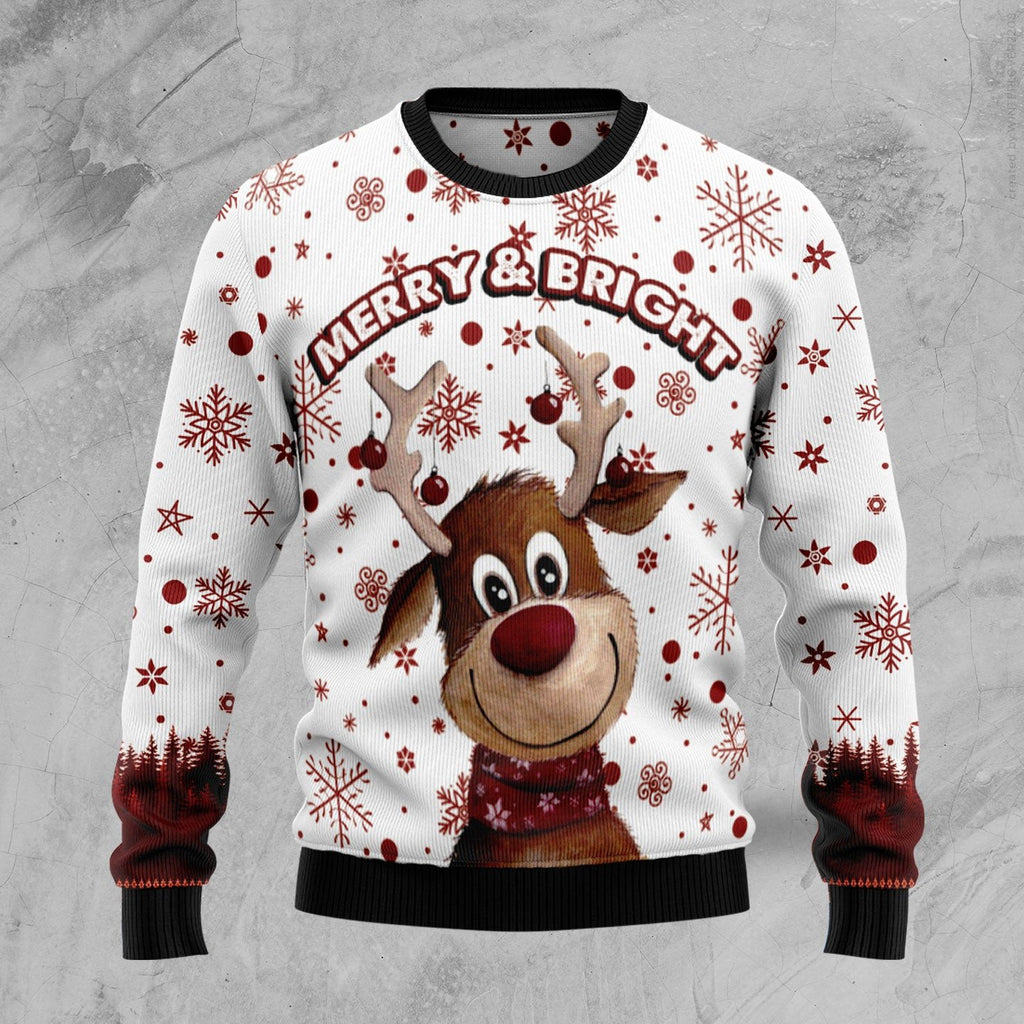 Reindeer Merry and bright Christmas sweater product image