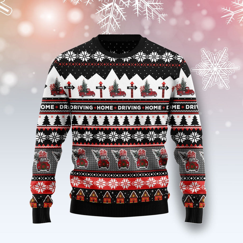 Truck driving home Christmas sweater product image