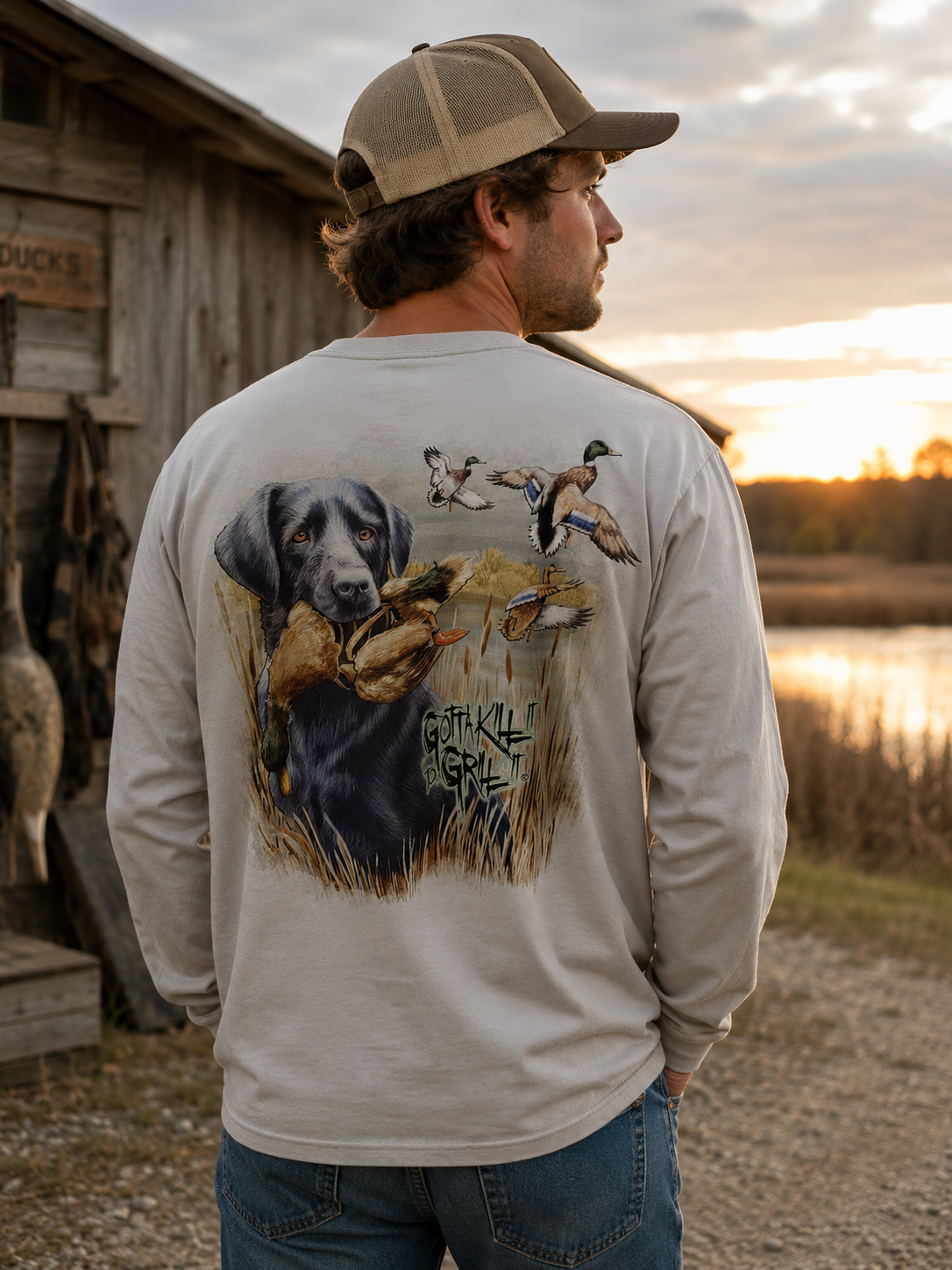 Gotta Kill It To Grill Lab Duck Performance - Adult & Kids T-Shirts, Sweatshirts & Hoodies apparel design preview 1