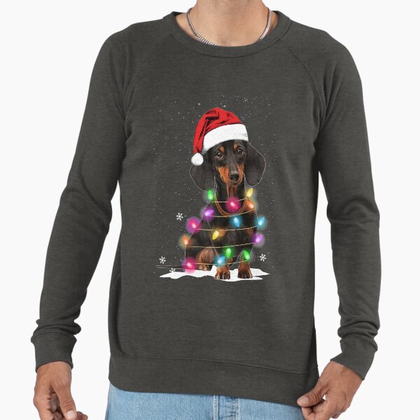 Dachshund Christmas Lights With Snow Sweater - Adult & Kids T-Shirts, Sweatshirts & Hoodies apparel design preview 1
