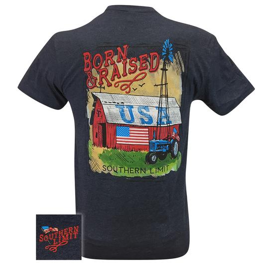 Southern Limits USA Born Raised Tractor Barn - Adult & Kids T-Shirts, Sweatshirts & Hoodies apparel design preview 2