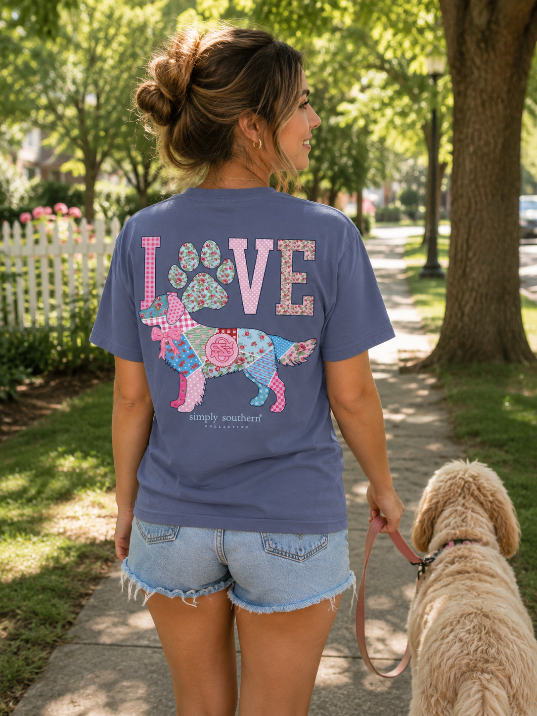 Simply Southern Dog Love Paw Denim Blue - Adult & Kids T-Shirts, Sweatshirts & Hoodies apparel design preview 1