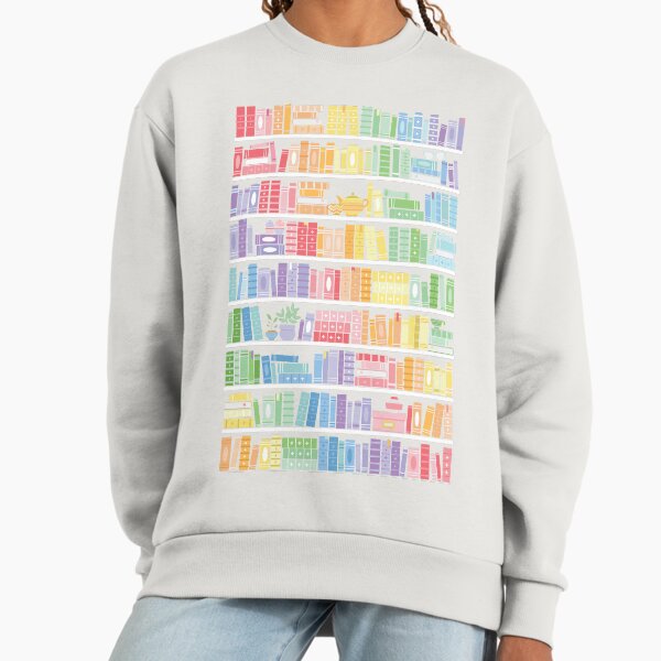 Rainbow Books Shelf Pattern (Black Background) - Adult & Kids T-Shirts, Sweatshirts & Hoodies apparel design preview 1