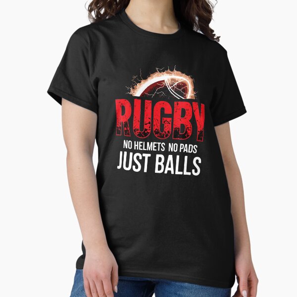 Rugby No Helmets Just Balls Bold Sports Humor - Adult & Kids T-Shirts, Sweatshirts & Hoodies apparel design preview 1