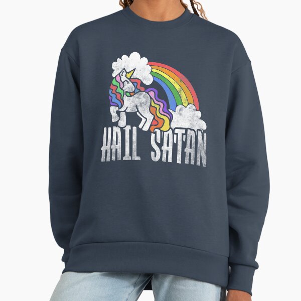 Hail Satan Retro Rainbow Unicorn - Adult & Kids T-Shirts, Sweatshirts & Hoodies apparel design preview 1