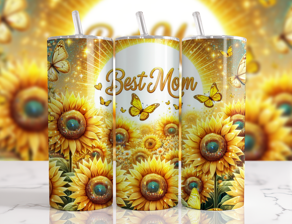 Best Mom Sunflowers and Butterflies 20 oz Skinny - Adult & Kids T-Shirts, Sweatshirts & Hoodies apparel design preview 1