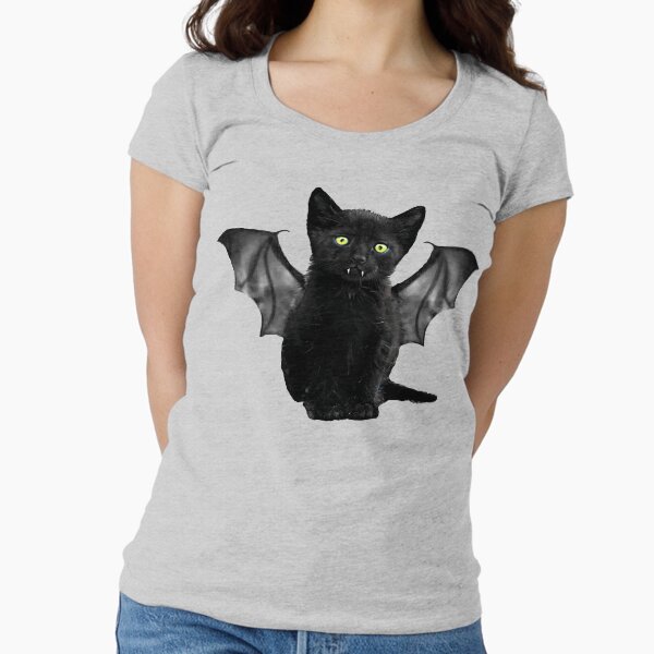 Batcat Black Cat Kitten Bat Funny Fitted Scoop - Adult & Kids T-Shirts, Sweatshirts & Hoodies apparel design preview 1