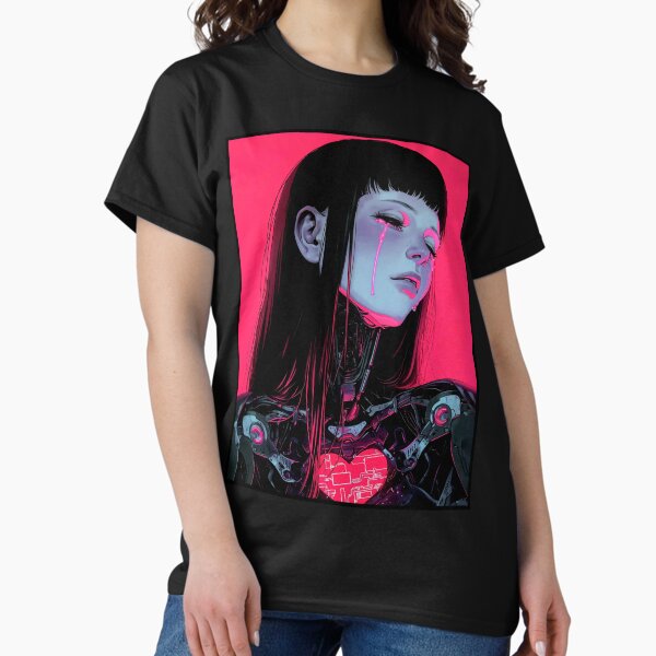Vaporwave Cyborg Heart Girl - Adult & Kids T-Shirts, Sweatshirts & Hoodies apparel design preview 1