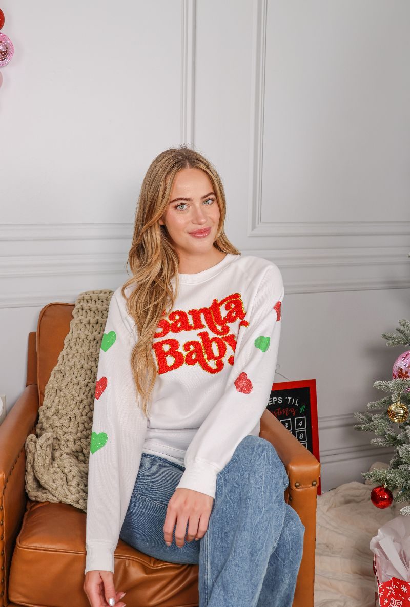 Simply Southern Santa Baby Sparkle Crew - Adult & Kids T-Shirts, Sweatshirts & Hoodies apparel design preview 2