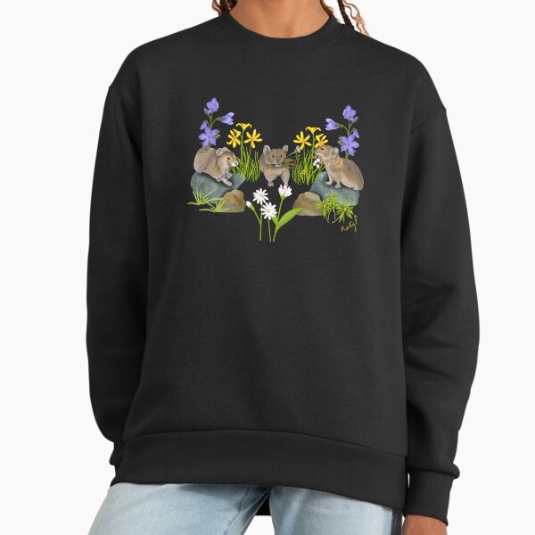 Northern Pika and flowers pattern, cute little Pikas - Adult & Kids T-Shirts, Sweatshirts & Hoodies apparel design preview 1
