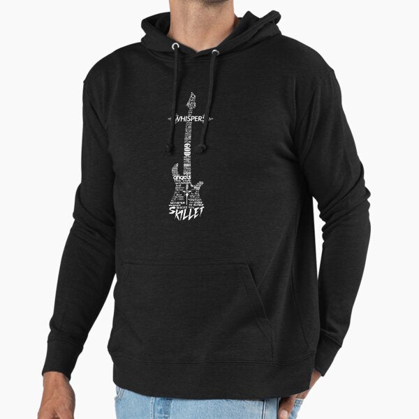 Skillet Guitar Typography on Black - Adult & Kids T-Shirts, Sweatshirts & Hoodies apparel design preview 1