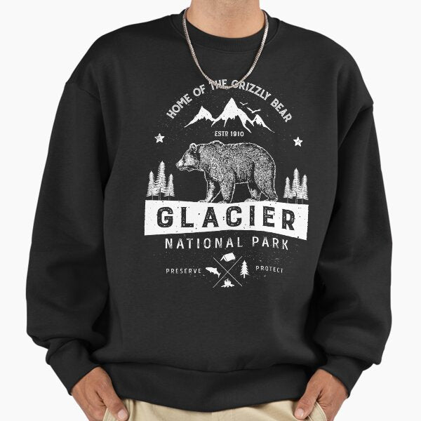 Glacier National Park Vintage Montana Bear Men Women - Adult & Kids T-Shirts, Sweatshirts & Hoodies apparel design preview 1