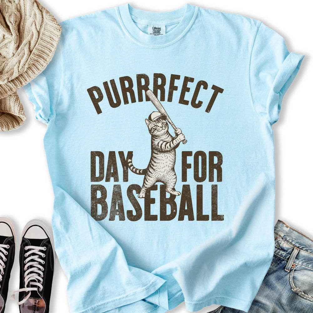 Purrrfect Baseball Cat - Adult & Kids T-Shirts, Sweatshirts & Hoodies apparel design preview 2