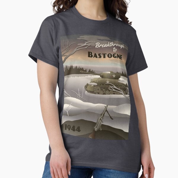 Bastogne 1944 Battle of the Bulge Travel Poster - Adult & Kids T-Shirts, Sweatshirts & Hoodies apparel design preview 1