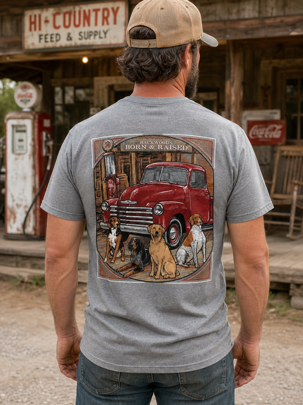 Backwoods Born Raised Country Truck Lab Dogs Unisex - Adult & Kids T-Shirts, Sweatshirts & Hoodies apparel design preview 1