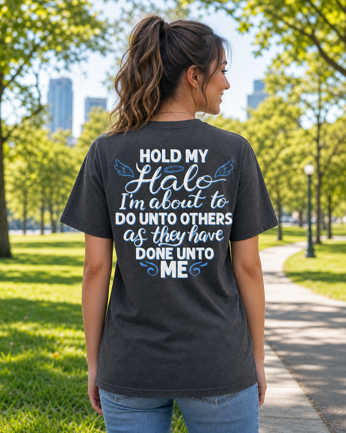 Southern Attitude Hold My Halo - Adult & Kids T-Shirts, Sweatshirts & Hoodies apparel design preview 1
