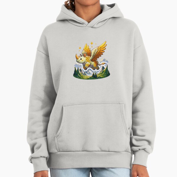 Cute and kawaii fantastic Rhino flying in the sky - Adult & Kids T-Shirts, Sweatshirts & Hoodies apparel design preview 1